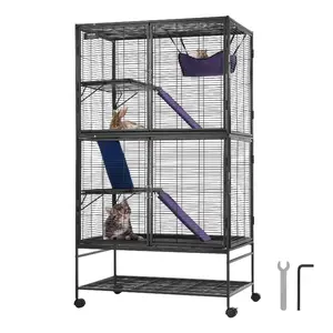 VEVOR 34 Rolling Metal Ferret Cage, Large 2 - Tier Critter Nation Cage, Small Animal Cage with Ramps Tray, Easy to Set up for Pet Rats, Hamster, Guinea Pig, Chinchilla, Squirrel, Hedgehogs, BunnyVEVOR Super Brand Day