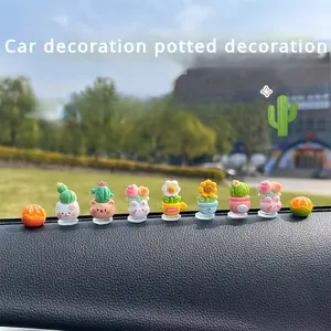 Cute Cactus and Sunflower Set, 9-Piece Resin Plant Decorations, Perfect for Car, Office, Room Decoration, Adorable Home Accessories, Car Ornament