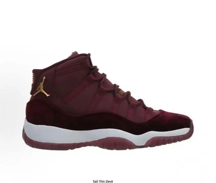 Burgundy Velvet High Top Sneakers Metallic Gold Jump Logo White Midsole Wine Red Outsole Classic Retro Basketball Sneakers