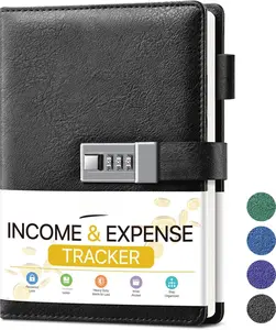 Accounting Ledger Book with Lock, Accounting Log,  Income & Expenses Deposits, Expense  Notebook for Small Business Bookkeeping & Personal Use A5 Black 8.5x5.3"