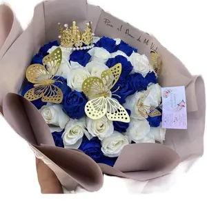 Blue/White Rose Bouquet- FRESH FLOWERS/ROSES