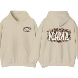 Camo Mama 2 Sided Hoodie, Trendy Camouflage Graphic Pullover, Cool Streetwear Style, Mother’s Day Gift for Moms, Casual Apparel for Women