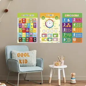 16 Laminated Educational Posters for Kids - ABC, Math & More Laminated Poster Boards, Bright Inspirational Wall Art for Classrooms, Room Decor  (Ideal for Homeschool & Montessori Learning)
