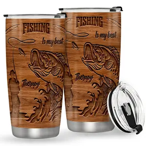 1 Count Fishing Themed Tumbler, 20oz Stainless Steel Vacuum Insulated Tumbler, Funny Fishing Lover Gifts, Birthday Present for Fisherman Men, Drinkware