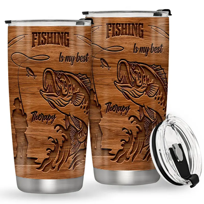 1 Count Fishing Themed Tumbler, 20oz Stainless Steel Vacuum Insulated Tumbler, Funny Fishing Lover Gifts, Birthday Present for Fisherman Men, Drinkware