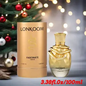 100ML Edp Perfume for Men, Long Lasting Scent, Fascinate Parfum, Aromatic Woody Notes with Raspberry & Amber, Ideal for Daily Use & Gifts