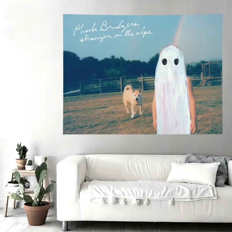 Phoebe Bridgers Stranger in the Alps Ghost Album Cover Wall Flag Trippy Tapestry, Decorative Tapestry, 3*5 FT Indie Folk Aesthetic Boho Decor Wall Decor for Bedroom, Dorm & Living Room
