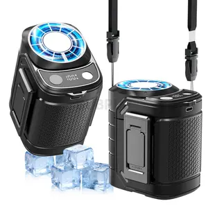 BUBPUP Portable Waist Fan Clip On with Ice Cooling, 6000mAh USB Rechargeable Wearable Shirt Fan with Power Bank & Flashlight, 16500RPM Powerful 5 Speed Belt Fans Personal Cooling Fans for Outdoor Jobsite Camping Travel
