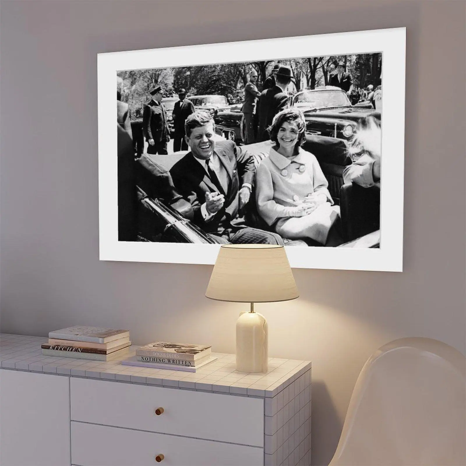 Vintage Jacqueline Kennedy & John F. Kennedy Photo Poster Print - Unframed Minimalist Neutral Wall Art with Aesthetic Look, Minimalist Bedroom & Office Accent, Gift for Home Decor Enthusiasts