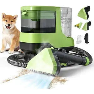 Portable Carpet Cleaner Machine, 17Kpa Upholstery Steam Cleaner with  Voice Prompting, Self-cleaning, 4 Tools for Pets, , Couch and Stairs- C688, Green