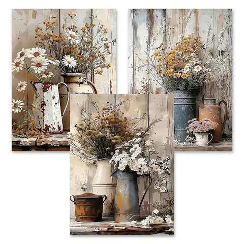 GemZono Rustic Farmhouse Daisy Diamond Painting DIY Kits, 3/4/6 Packs Round-Square Drill Handcraft Kits for Adults, Christmas/Graduations Stress Relief Gift, Quirky Home Decor (Toys & Hobbies Needlework)