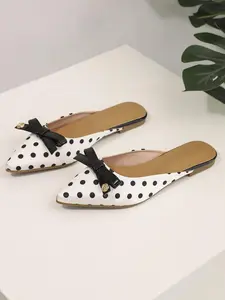 Sharp Pointy Toe Women's Elegant Butterfly Knot Flat Shoes, Slip On Mules, Mule Flats, New Arrival Spring Summer Chic Lady Sandals, Comfortable Casual All Seasons