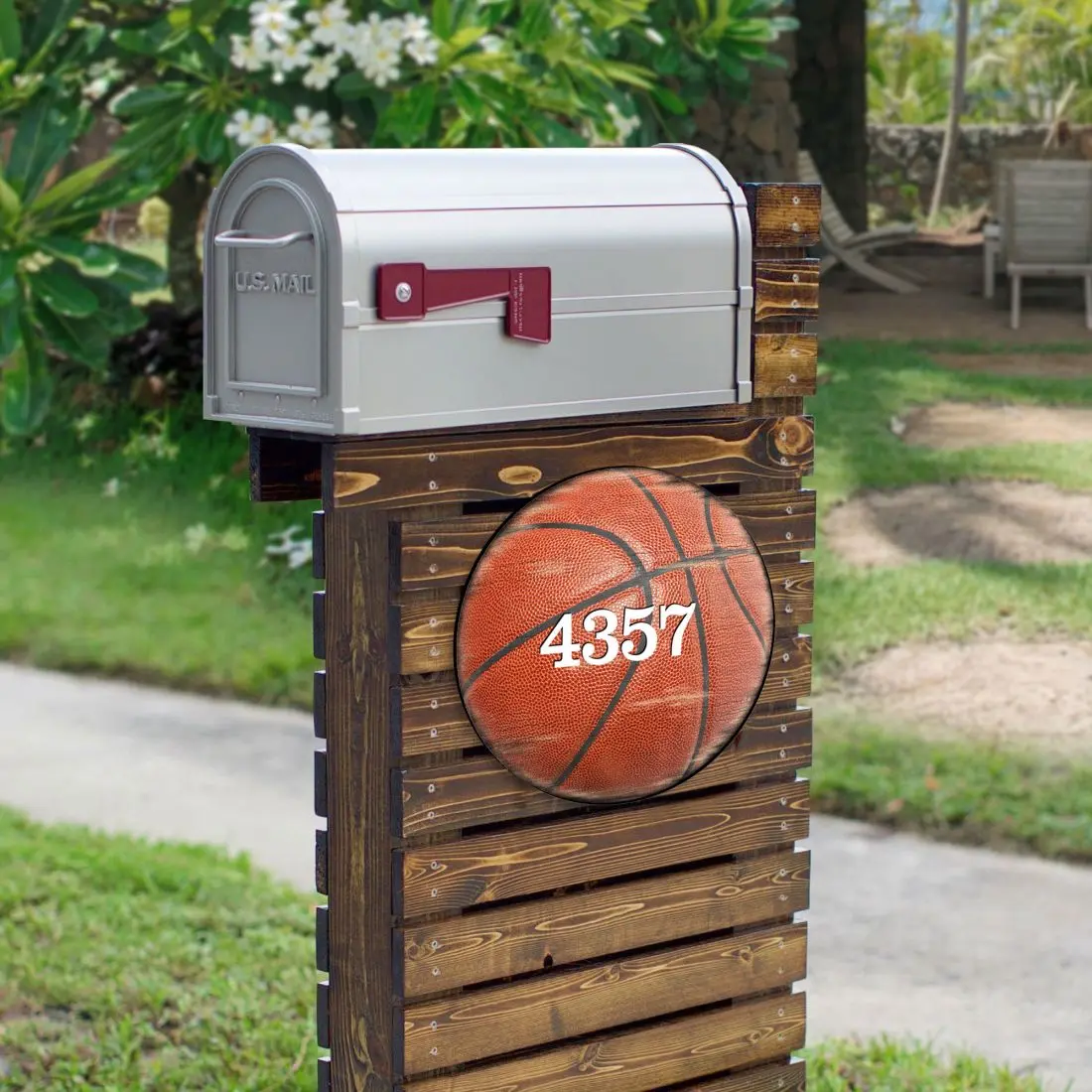 Designocracy MA989801-12 12 in. Basketball Wooden Custom House Number Sign Decor
