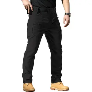 Men's Stretch Tactical Pants Lightweight Hiking Cargo Pants Water Resistant Multi Pocket Casual Outdoor Work Pants (No Belt)