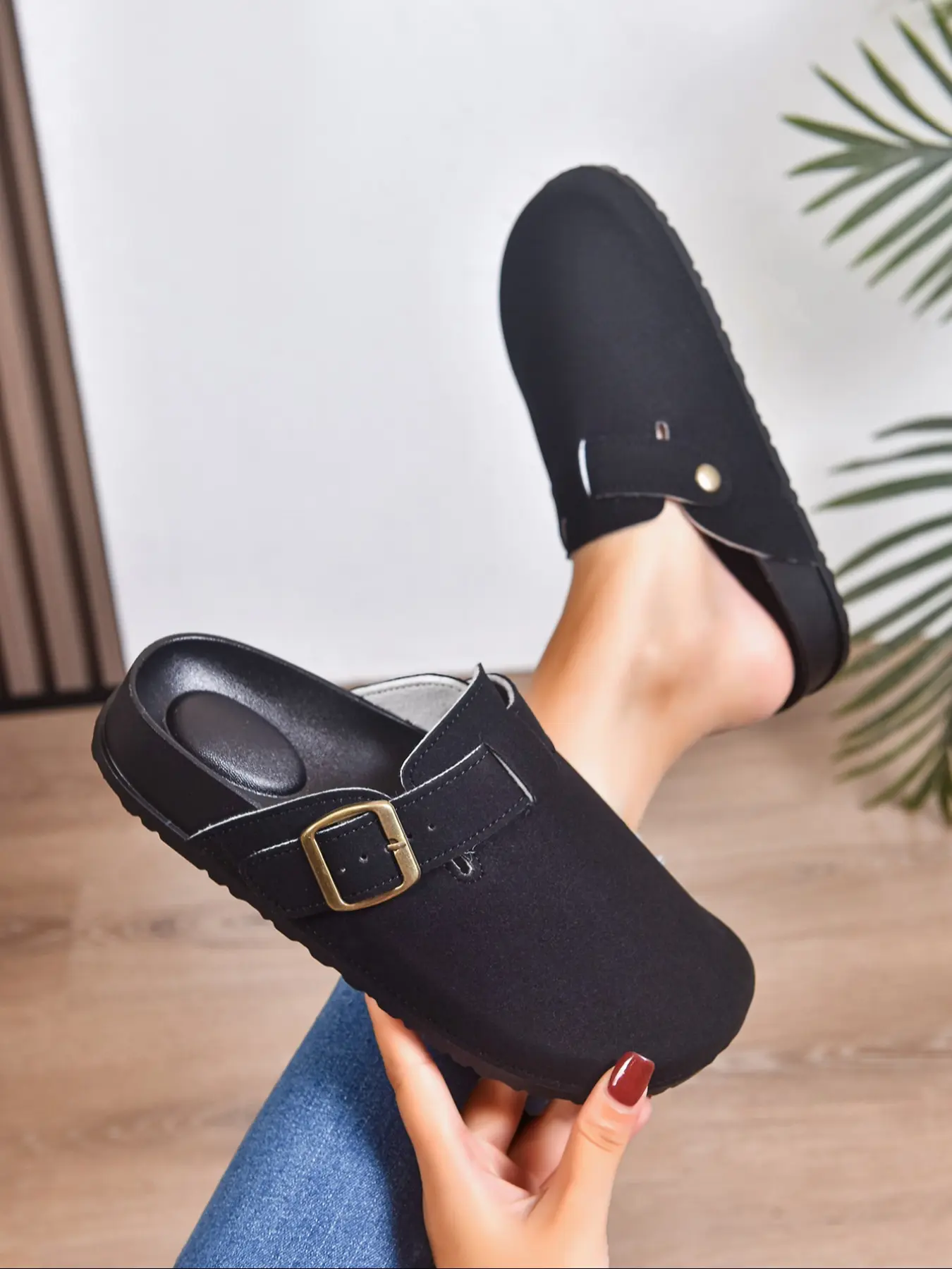Women's Slip-On High Heel Slippers, Full Cover Half Slide Thick Sole, Fashionable All-Match Outdoor Wear, Comfortable One-Piece Design, Footwear