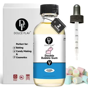 Dolce Flav Oil-Soluble Double Bubble Gum Flavoring Extract 2oz - Sweet Fruity Minty Aroma for Baking Candy Cosmetics