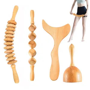 3pcs/4pcs Wooden Massage Tool Set, Professional Wood Massager, Trigger Point Manual Muscle Relaxer, Back Massage Body Care Tool, Body Shaping Tool
