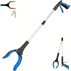 Grabber Reacher Tool 32” Extra Long Foldable Gripper with 360° Rotating Jaw & Built-in Magnet for Seniors & Post-Surgery Patients Blue