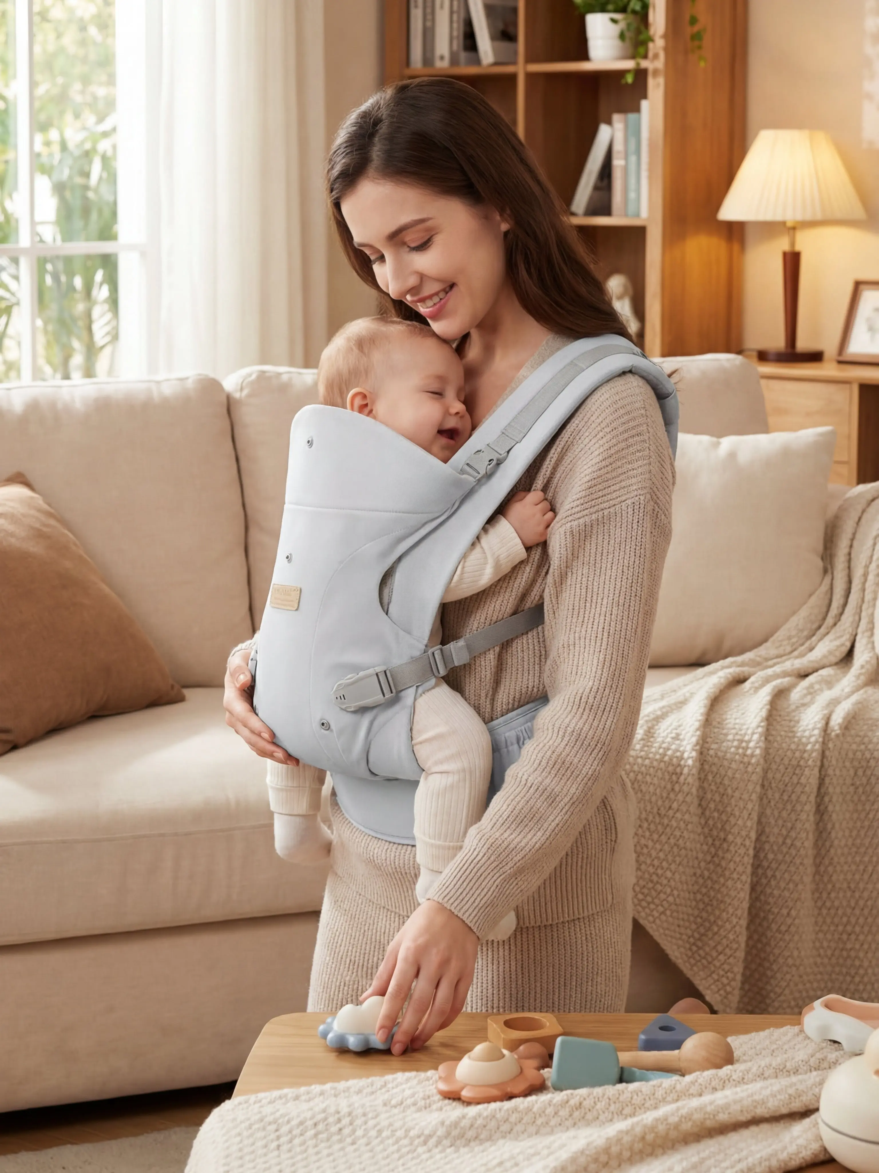 Ainomi 6-in-1 Ergonomic Baby Carrier - Hip-Healthy, Comfortable, Lightweight, Safety-Certified, Adjustable, Detachable, All-Seasons Baby Item for Newborns to Toddlers, Ideal for Shopping, Travelling, Baby Items, Newborn Baby