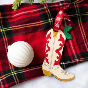 Holly Cowboy Boot Ornament