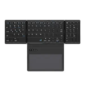 Business leather large touch-screen Bluetooth folding keyboard for tablets, mobile phones, and computers, portable external keyboard