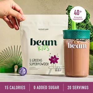 Beam Kids Superblend — 20 Servings for Growth, Immunity, Digestion & Focus (Chocolate + Chocolate Chip, Pediatrician Formulated, 40+ Ingredients)