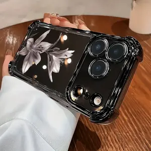 [Full-Upgraded Lens Protection] Phone Case - A New Electroplated Transparent TPU Shockproof Phone Case Featuring a Creative Wilted Lily Pattern, Designed iPhone 17 Air/iPhone 13 Pro/iPhon 15Pro Max/iPhone 16/iPhone 14 pro/iPhone13 Plus