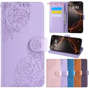 Flip Case for Samsung Galaxy S26 S25 S24 S23 S22 ULTRA Smartphone Cases Rose Leather Wallet Cover