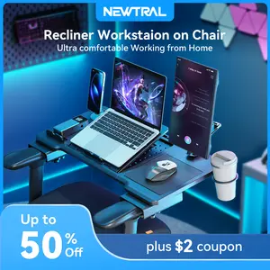 Newtral Desk on T-armrest Chair Desk, Detachable Recliner Laptop Desk, Portable Laptop Stand /new office chair/ergonomic gaming chair/ adjustable laptop desk/comfortable chair workstation/computer desk on chair/white grey/reading chair/ living room/wfh