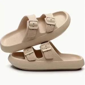 Cloud Slippers - Thick Sole Ultra Comfort Pillow Slippers for Women and Men, Non-Slip EVA, Lightweight, Easy to Clean, Adjustable Buckles Footwear Flipflop Slide slippers women