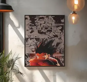 Hunter x Hunter Gon Manga Collage Wall Art, Dramatic Anime Poster, Black and White Panel Prints, Frameless