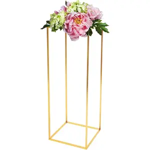 Metal Wedding Flower Stand Floor Vase Column Flower Stand Geometric Centerpieces Vase for Tabletop Flower Arrangement, Wedding and Event Reception Tables Decoration (31" H, W/ Acrylic Plate, Gold) Christmas Light Backdrop Ornaments
