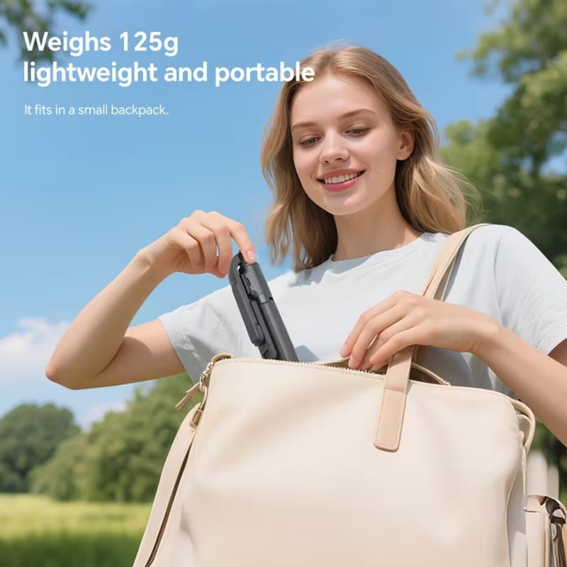 Foldable 2 in 1 Selfie Stick 360° Rotation Height Adjustable Telescoping Tripod Stand with Wireless Remote for iPhone Samsung Accessories Rechargeable Smart Face Tracking