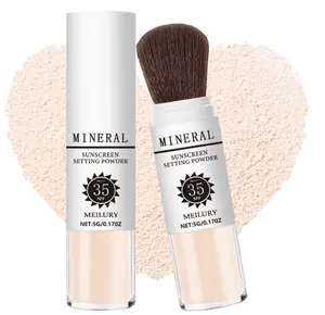 Sunscreen Setting Powder SPF 35, Mineral Brush Powder for Face & Scalp, Oil Control Natural Matte Finish Loose Powder Translucent Lasting Lightweight Breathable for All Skin (#01 Translucent)