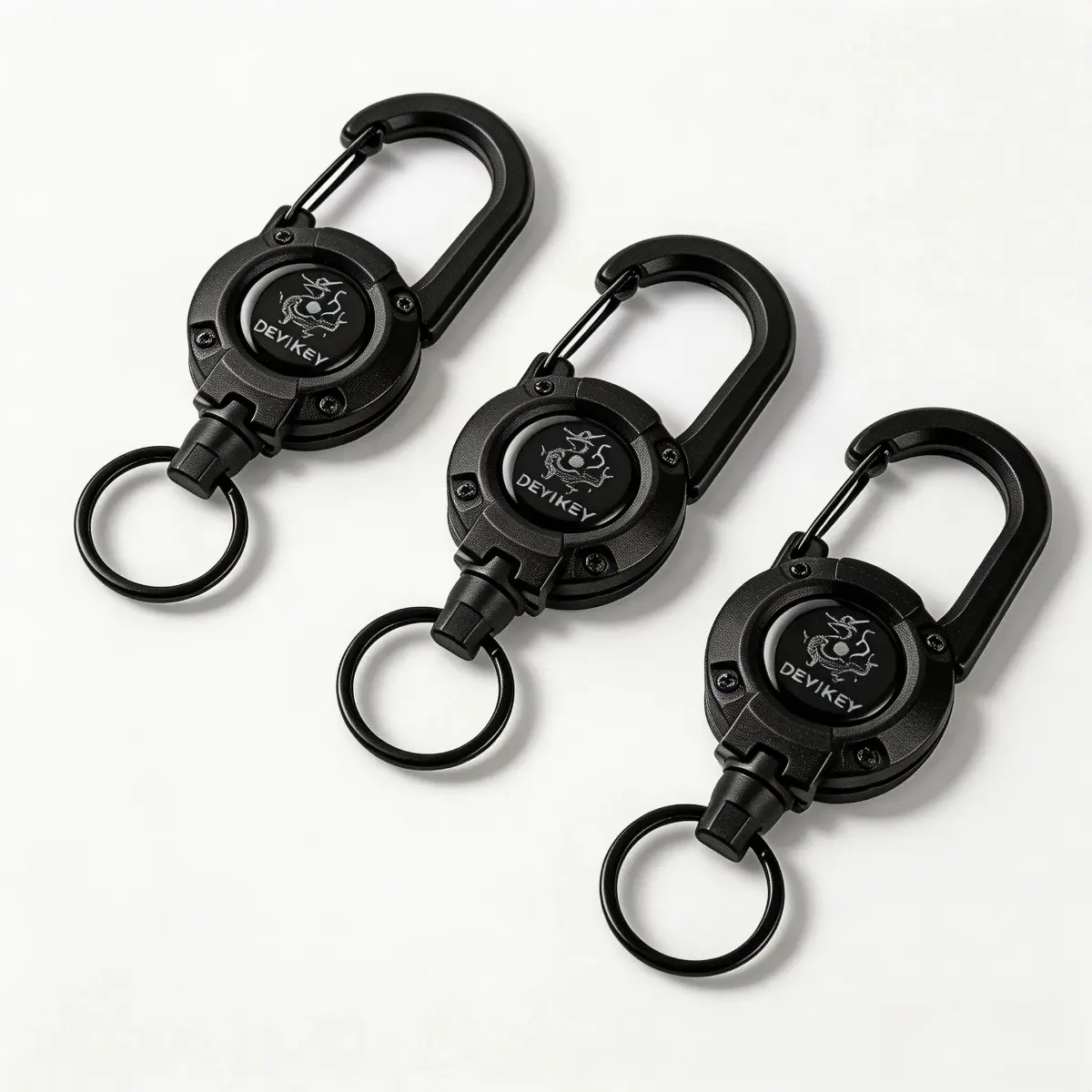 3 Pack Retractable Carabiner Keychains - 64cm Steel Wire Cable, Heavy-Duty Anti-Loss Security EDC Tool, Belt Clip, Chain-Attached for Sports, Outdoor Activities