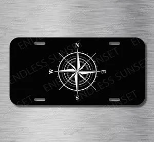 Compass Travel Navigation Map Wanderlust Explore License Plate Front Auto Tag K