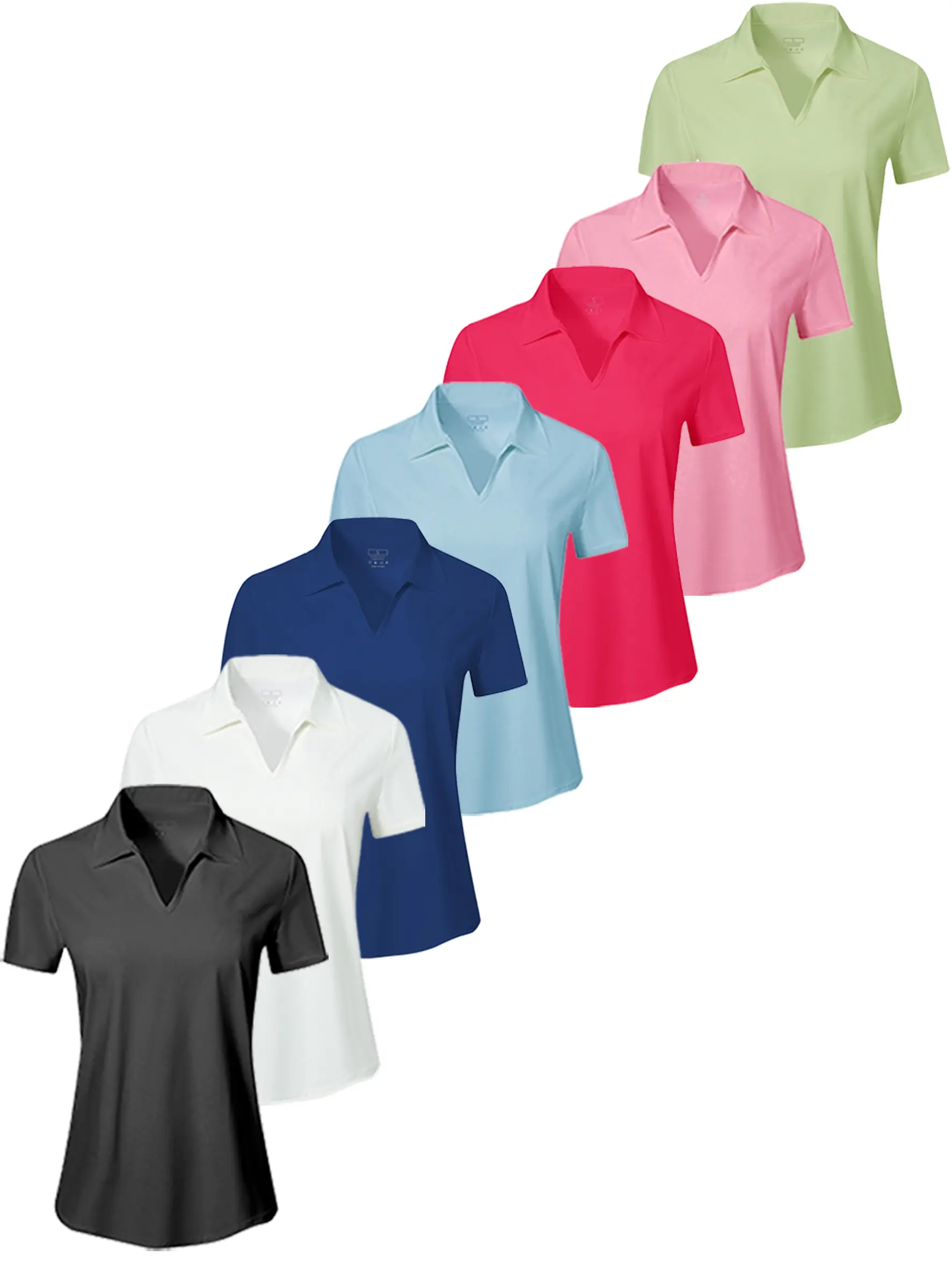 Women’s Polo Shirts 6 Pack – Breathable Quick Dry Short Sleeve Collared Tops, Lightweight Golf Tennis Activewear, Athleisure Summer Outfit Bundle, Perfect for Workout, Office & Daily Wear