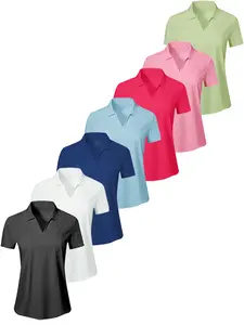 Women’s Polo Shirts 6 Pack – Breathable Quick Dry Short Sleeve Collared Tops, Lightweight Golf Tennis Activewear, Athleisure Summer Outfit Bundle, Perfect for Workout, Office & Daily Wear