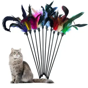 10-Pack   Wand Toys with Bell,   Interactive Teaser for Indoor Kittens Friendly