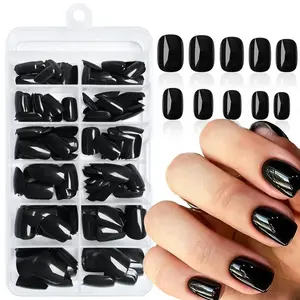 Solid Color Short Square Fake Nail, 120pcs/box Reusable False Nail, Acrylic Nail Press on Nails for Women Girls Artificial Fingernails Design Fake Nails Kit