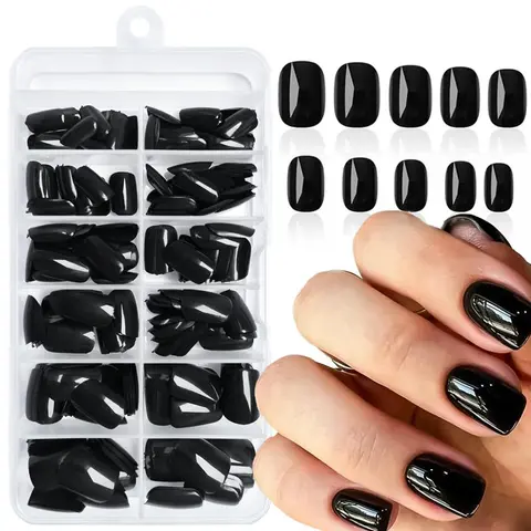 Solid Color Short Square Fake Nail, 120pcs/box Reusable, Acrylic Nail Press on Nails for Women Girls Artificial Fingernails Design DIY Nails Art Fake Nails Kit, Nail Pack