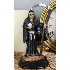 Ebros Black Santa Muerte With Scythe Statue 5.5" Tall Bone Mother Dark Angel Of Protection Decorative Figurine