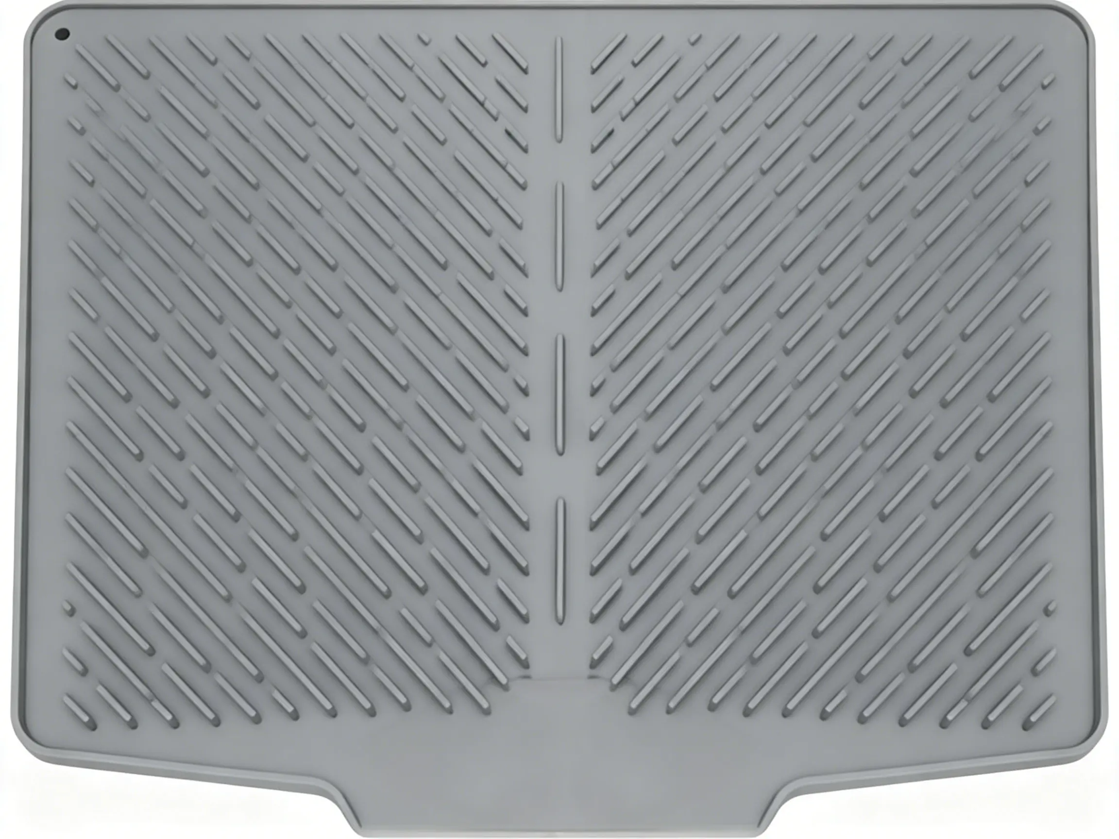 Grey Non-Slip Silicone Kitchen Dish Drying Mat - 15.7x12.7in, Built-in Drain, Heat-Resistant Kitchenware, Counter Splash Guard for Dishes, Tableware