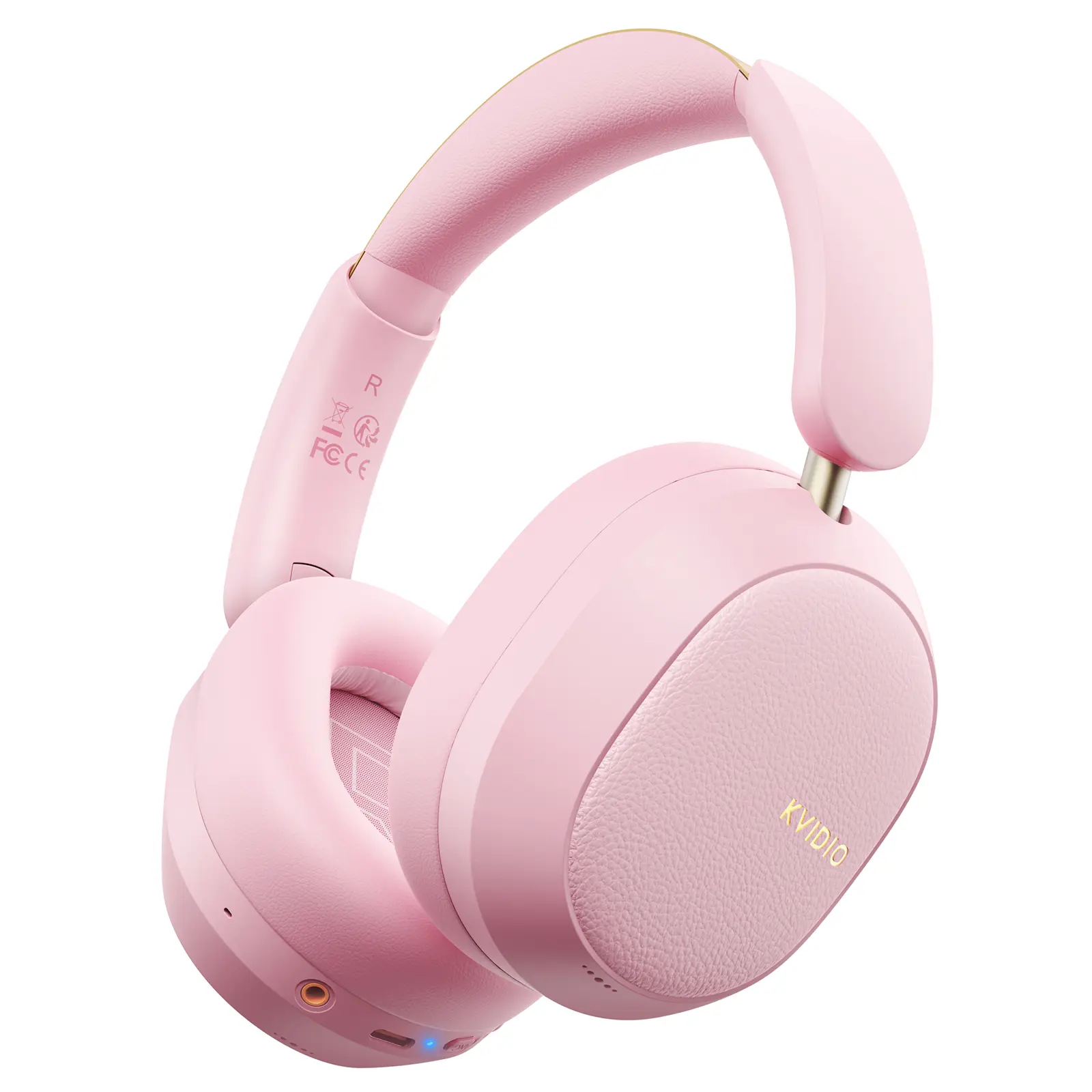 KVIDIO Pink Wireless ANC Headphones, Over-Ear Bluetooth Headphones with 135H Playtime, Deep Bass Hi-Fi Stereo Sound, Soft Comfortable Cushioned Ear Cups, Foldable Lightweight Design with Mic for Music, Travel, Work & Everyday Use personal sport