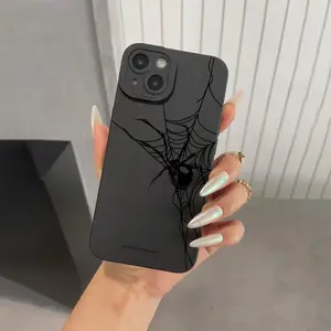 Black Spider Graphic Phone Case for iPhone 16 Pro X XS MAX 11 12 13 14 15 Plus Series Case Silicone Back Cover  Smartphone Accessories Shockproof Anti-slip Soft TPU Phone Protective Cover Matte Magnetic casetify luxury  phone case  iphone chr