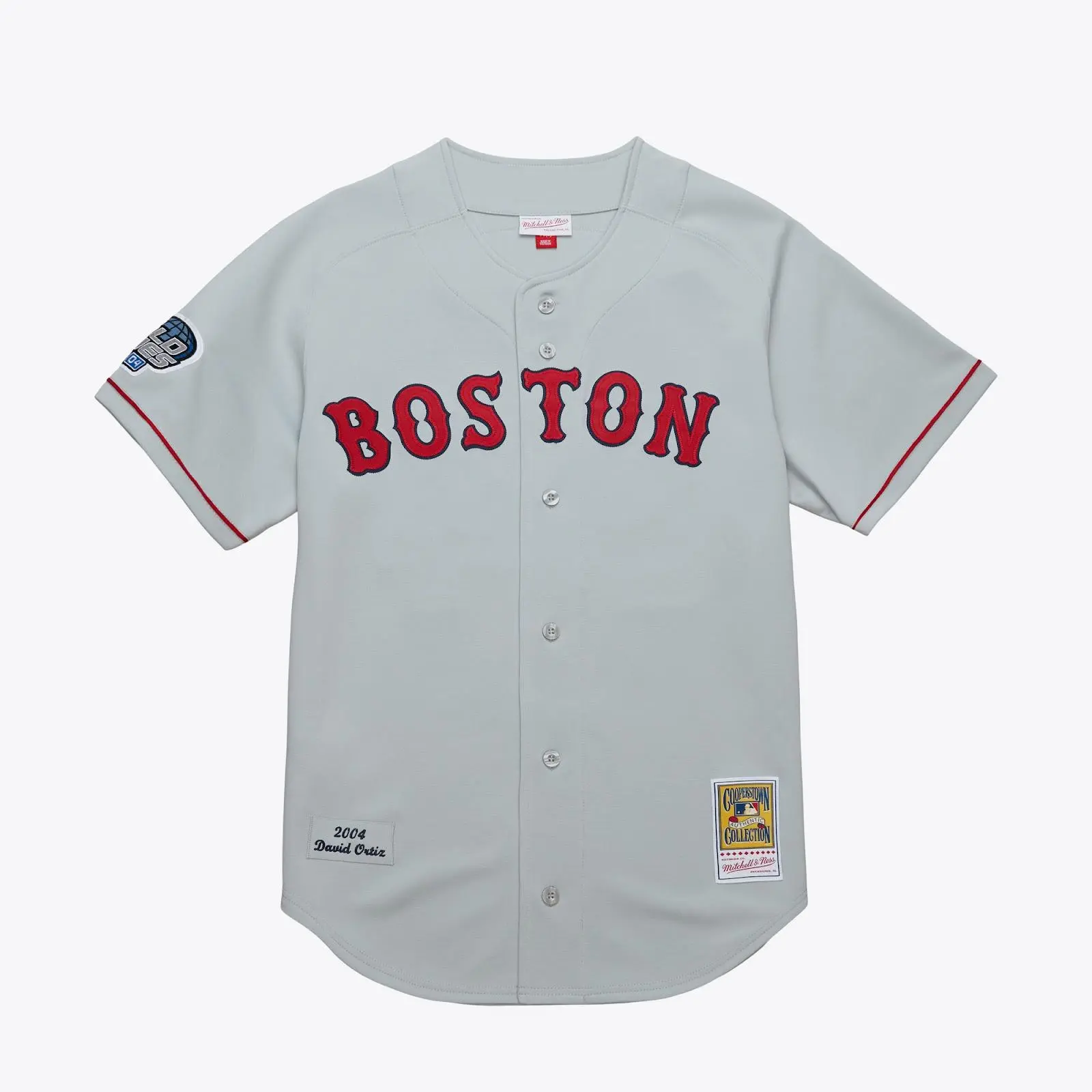David Ortiz Boston Red Sox Gray 2004 Authentic Road Jersey MLB Throwback Baseball Cooperstown Fan Gear Mitchell & Ness