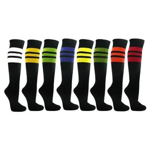 COUVER Stripes on Black Knee High Sports/Softball Socks