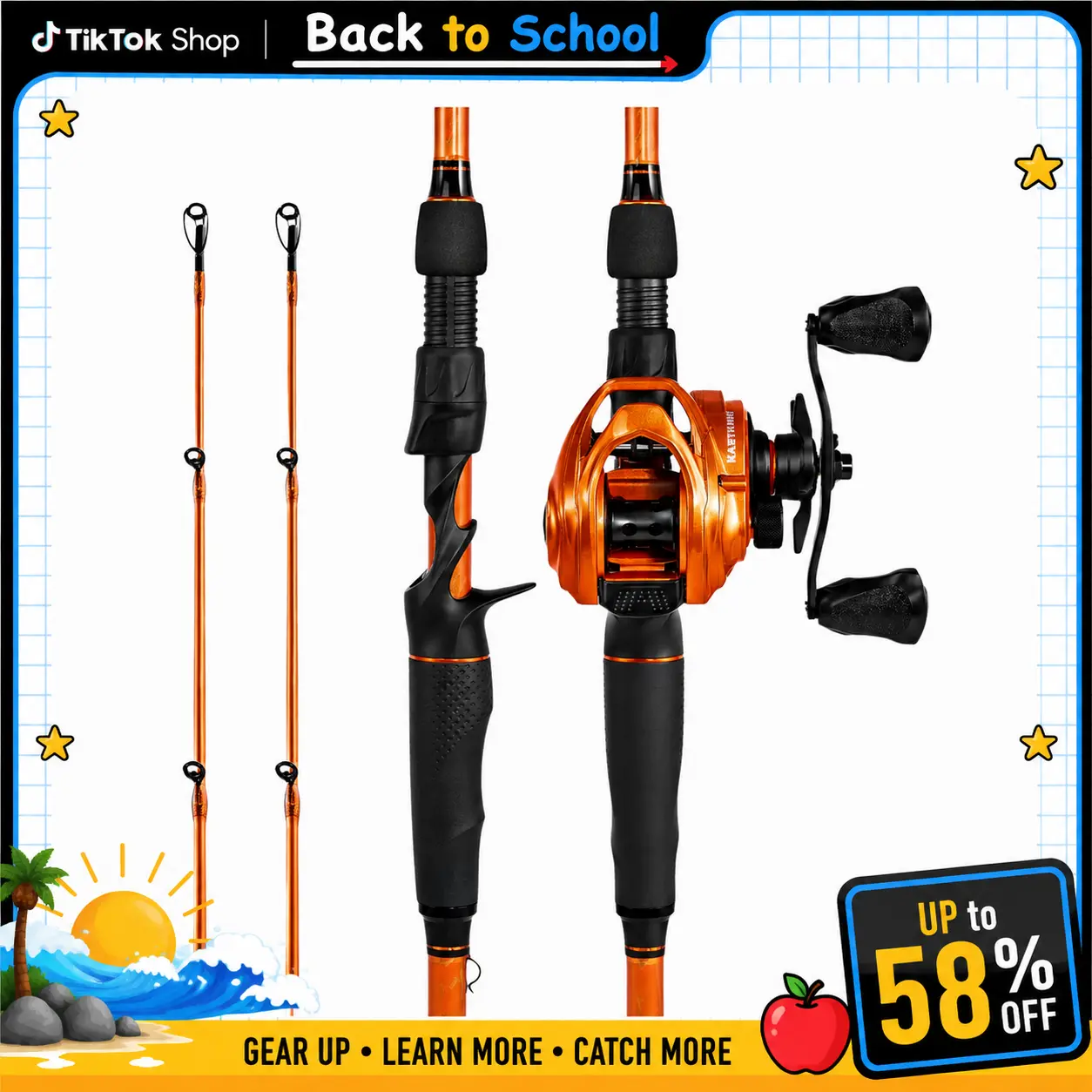 [Back to School Gift] KastKing Lethal Blaze Twin-Tip Rod & Reel Combo – Spinning & Baitcaster, IM6 Graphite, Backup Tip, Stainless Steel Guides, EVA Handle SummerVibes Summer Survivals ,dealsforyoudays