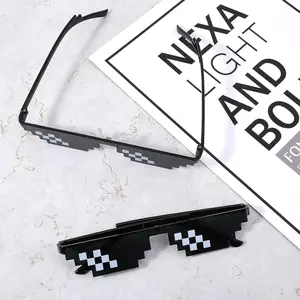 Party Sunglasses, 2 Pairs Mosaic Pixel Glasses, Fun Party Props for Men Women Kids, Photo Accessories, Party Supplies