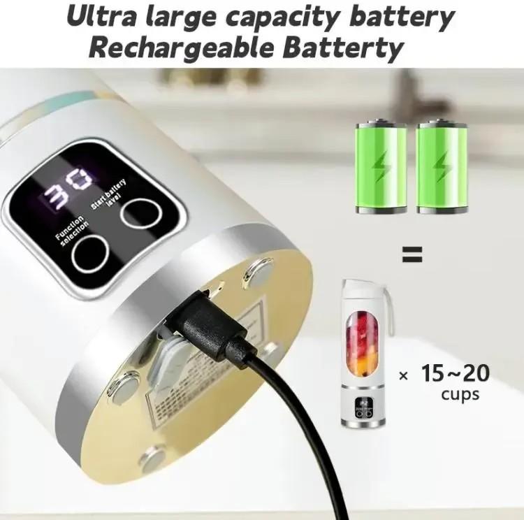 Handheld Electric Juicer Blender with Digital Display, 400ml Personal Size Smoothie Maker, Portable Mixing Cup for Strawberries Bananas Carrots, Wireless USB Powered Mixer for Students Travelers Athletes (purple)